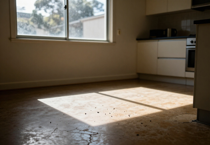 Rodent droppings in a Jannali garage before treatment